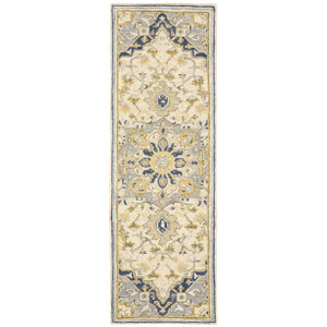 Homeroots Home Decor Blue and Ivory Bohemian Runner Rug, 3 X 8 feet