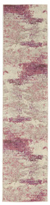 2' X 8' Ivory And Pink Abstract Power Loom Non Skid Runner Rug