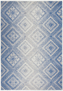 5’x7’ Ivory and Blue Lattice Area Rug - 4512822826653