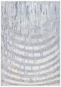 8' Gray And Ivory Abstract Runner Rug Polyester Decor