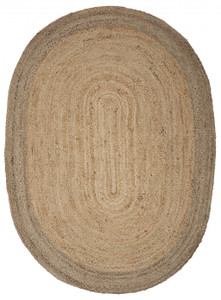 5' X 7' Natural Jute Hand Braided Oval Rug