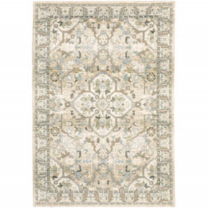 2' X 3' Beige and Ivory Power Loom Area Rug Nylon
