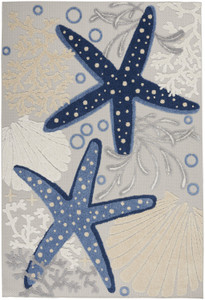 4’ x 6' Blue and Gray Indoor Outdoor Area Rug - 4512822814391