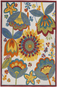 4' X 6' Yellow And Ivory Indoor Outdoor Area Rug Polypropylene