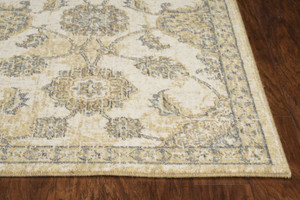 2' X 3' Ivory Beige And Gray Wool Floral Medallion Area Rug