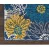 6' Blue And Gold Floral Runner Rug
