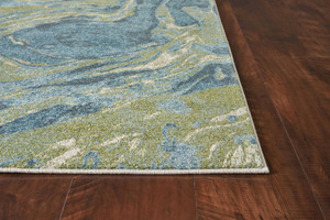 3' x 5' Teal Abstract Waves Area Rug - 4512822913995
