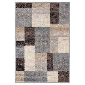 4' X 6' Grey-Brown Patchwork Power Loom Stain Resistant Area Rug - 606114030683