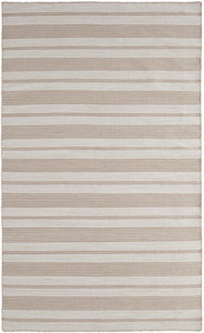 2' X 3' Ivory And Taupe Striped Hand Woven Area Rug
