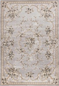 3' X 5' Light Gray Green And Tan Floral Medallion Area Rug