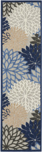 2’ x 8’ Blue Large Floral Indoor Outdoor Runner Rug - 4512822807539