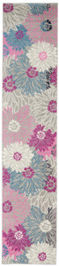 2’ x 10’ Gray and Pink Tropical Flower Runner Rug - 4512822821306