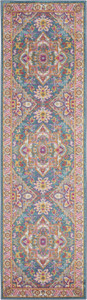 2’ x 6’ Teal and Pink Medallion Runner Rug - 4512822822198