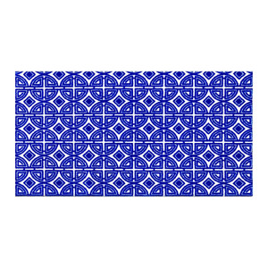2' X 4' Cobalt Blue And White Geometric Washable Non Skid Area Rug - 606114680826