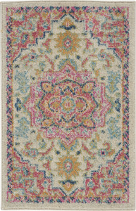 2' X 3' Pink And Ivory Southwestern Distressed Area Rug