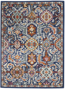 4' X 6' Blue And Ivory Oriental Area Rug