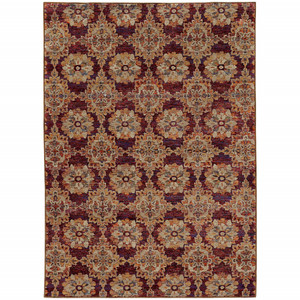 2' X 3' Red And Gold Oriental Area Rug