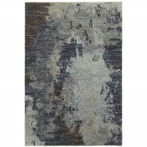 2' X 3' Navy And Blue Abstract Power Loom Stain Resistant Area Rug - 606114620372