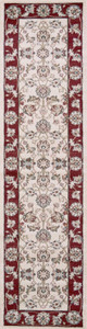 Homeroots Home Decor Ivory Red Bordered Floral Indoor Runner Rug, 8 feet