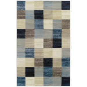 5' X 8' Blue And Teal Geometric Power Loom Stain Resistant Area Rug - 606114069737