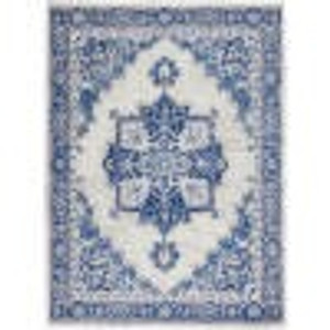 4’ x 6’ Ivory and Blue Persian Medallion Area Rug - 4512822825915 4’ x 6’ Ivory and Blue Persian Medallion Area Rug - 4512822825915