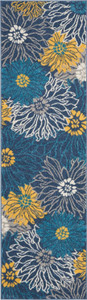 2’ x 8’ Blue Tropical Flower Runner Rug - 4512822820675