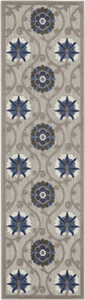 2’ x 6’ Gray and Blue Indoor Outdoor Runner Rug - 4512822812441