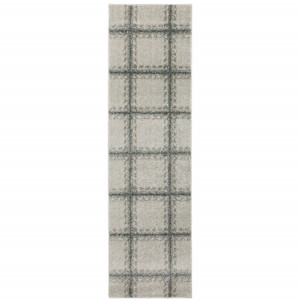 8' Gray Geometric Runner Rug