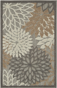 Homeroots Home Decor Natural and Gray Indoor Outdoor Area Rug, 3 X 4 feet