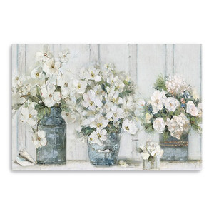 Homeroots Home Decor 48" x 32" Watercolor Soft Pastel Bouquet Trio Canvas Wall Art, Soft Pastel Colors