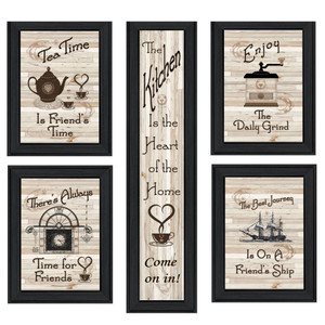 Set Of Five Kitchen Friendship 2 Black Framed Print Kitchen Wall Art - 606114679288