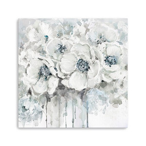 Homeroots Home Decor Winter Blues Flower Canvas Wall Art, 40 Inch, Blue