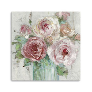 30" x 30" Watercolor Soft Pastel Peonies Bouquet Canvas Wall Art - 808230015197