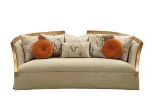 41" X 92" X 38" Fabric Antique Gold Upholstery Wood Leg/Trim Sofa w/8 Pillows - 4512839710525 41" X 92" X 38" Fabric Antique Gold Upholstery Wood Leg/Trim Sofa w/8 Pillows - 4512839710525
