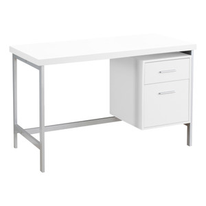 23.75" x 47.25" x 30.75" White Silver Particle Board Hollow Core Metal Computer Desk - 4512839656540 23.75" x 47.25" x 30.75" White Silver Particle Board Hollow Core Metal Computer Desk - 4512839656540