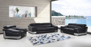 117" Modern Black Leather Sofa Set - 4512822746470 117" Modern Black Leather Sofa Set - 4512822746470