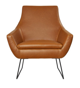Homeroots Retro Mod Distressed Camel Faux Leather Arm Chair, Camel Brown, Modern Design
