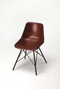 Homeroots Living Room Brown Leather Side Chair