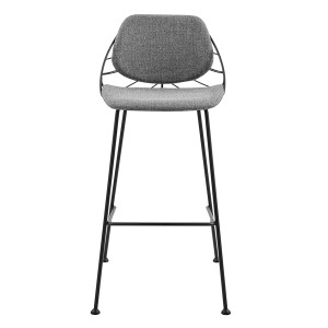Homeroots Living Room Set of Two Gray Leather and Steel Counter Stools