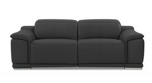 86" Dark Gray Genuine Leather Reclining Sofa - 606114648079