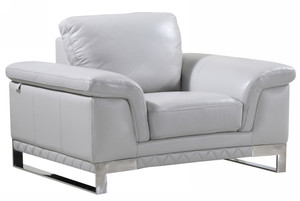 32" Grey Lovely Light Leather Chair - 4512822745466 32" Grey Lovely Light Leather Chair - 4512822745466