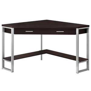 42" x 42" x 30" Cappuccino Silver Particle Board Hollow Core Metal Computer Desk - 4512839656373