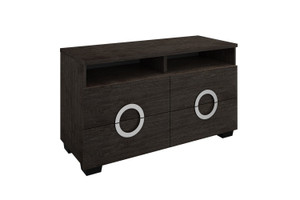 Homeroots Furniture Refined Grey High Gloss TV Entertainment Unit, Grey, 27 Inch
