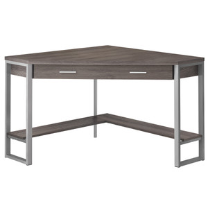 42" x 42" x 30" Dark Taupe Silver Particle Board Hollow Core Metal Computer Desk - 4512839656366