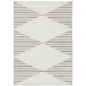 Homeroots Home Decor 8' x 11' Abstract Area Rug, Charcoal Grey Beige and Tan, Power Loom Stain Resistant
