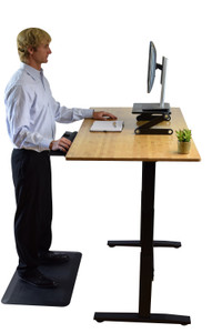 Black and Natural Bamboo 52" Dual Motor Electric Office Adjustable Computer Desk - 808230003613 Black and Natural Bamboo 52" Dual Motor Electric Office Adjustable Computer Desk - 808230003613
