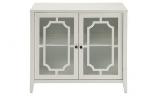 Homeroots Furniture 34" X 15.4" X 30" White MDF Cabinet, White, Dimensions 34x15.4x30