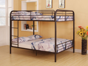 79" X 57" X 65" Dark Brown Metal Tube Full Over Full Bunk Bed - 614486177493