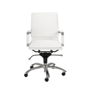 25.99" X 26.78" X 38.39" Low Back Office Chair in White with Chromed Steel Base - 4512839461175
