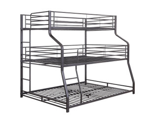 62" X 83" X 74" Gunmetal Metal Triple Bunk Bed TwinFullQueen - 4512839709871